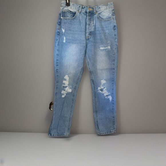 Rue21 Denim - Rue21 Stretch Jeans Size 10 Light Wash Distressed Deconstructed High Rise